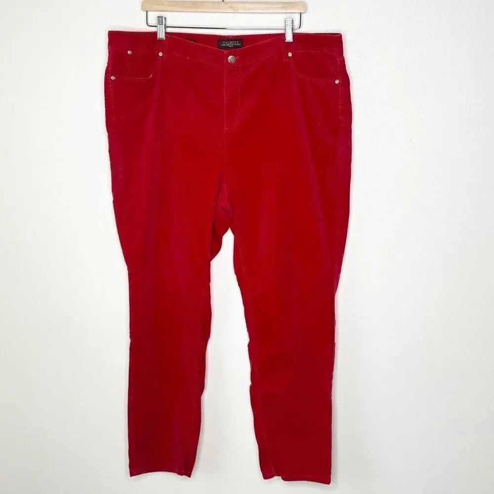 Talbots Flawless Five Pocket Straight Red Velvet Pants - Women’s US 20W
